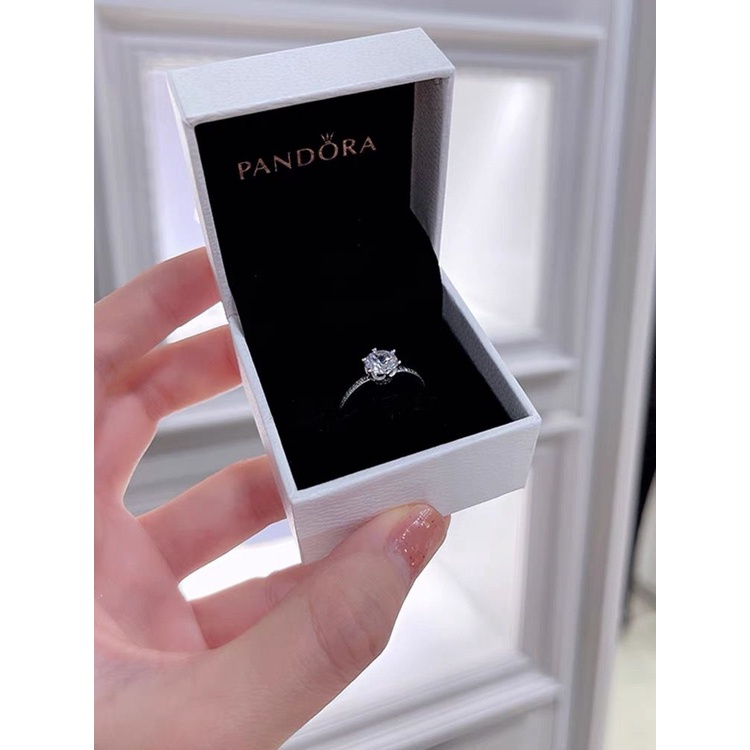 Pandora Cincin Sterling Silver 925 Desain Mahkota Hias Kristal Kubik Zirconia Untuk Wanita