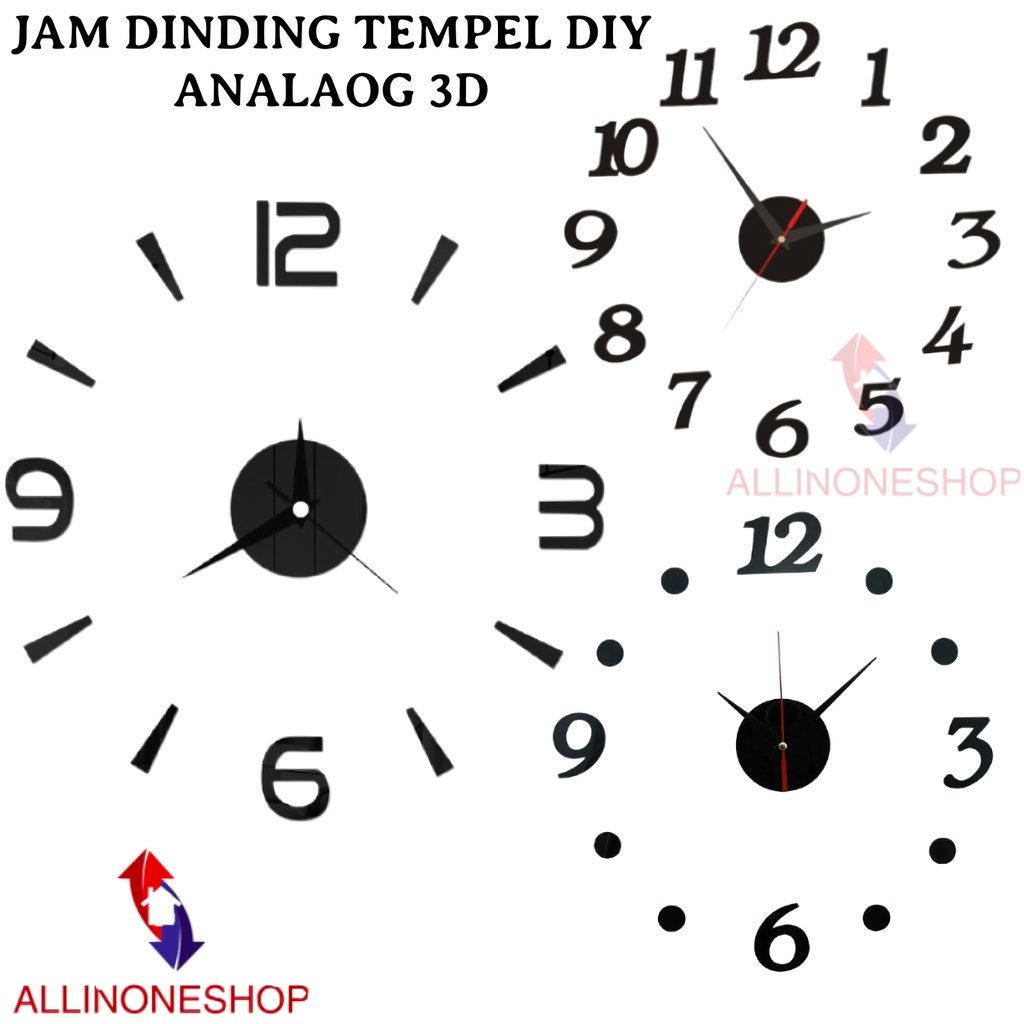 Jam DIY Dinding Besar Diameter 40cm Silent Original / Jam Dinding Tempel 3D / Jam Creative Tembok