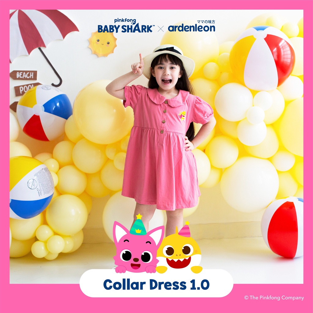 Baju Bayi Dress Rok Anak Perempuan Ardenleon Pinkfong Baby Shark Collar 6 12 Bulan 1 - 4 Tahun