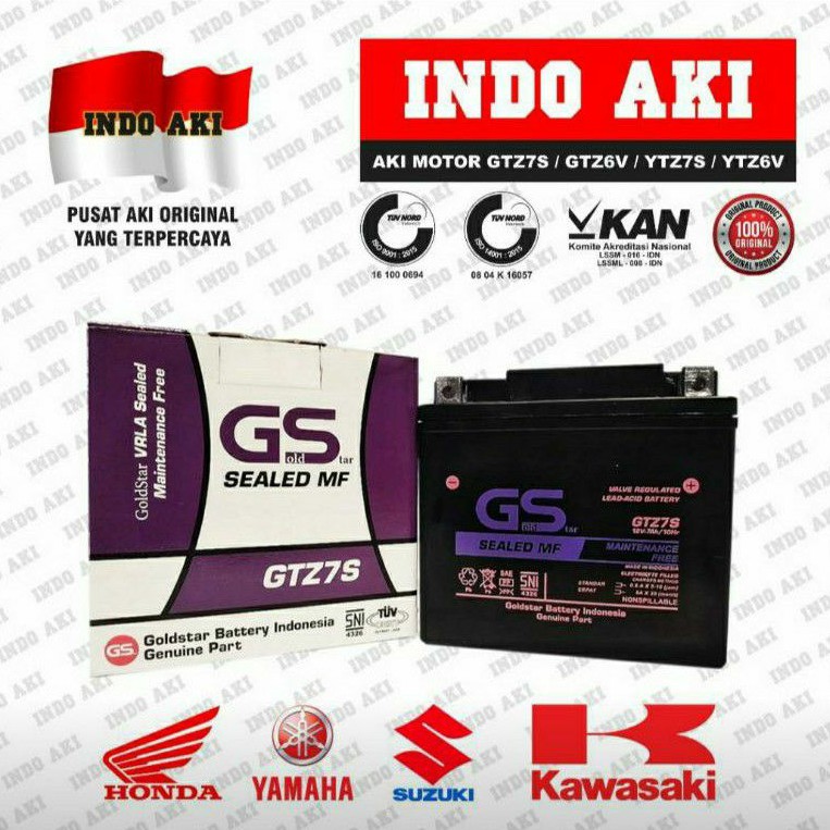 Aki Motor Suzuki Raider Satria FU 150 GSX R GSX S Kawasaki KLX 150 GTZ7S Accu Kering MF