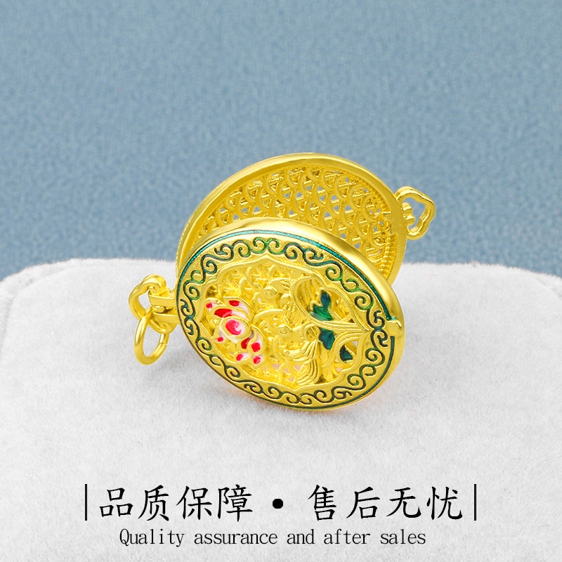 National Liontin Kalung Lapis Emas Asli Kadar 375 Bentuk Bunga Teratai 3D Untuk Pria Dan Wanita