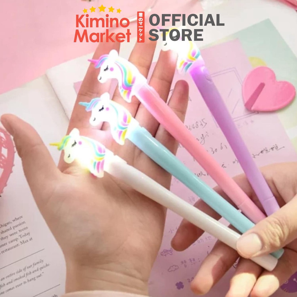 Pulpen Unicorn Lampu LED Light Pen Pena Cahaya Alat Tulis Sekolah