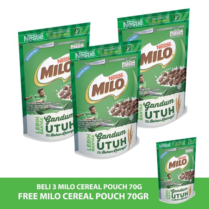 

MILO Cereal pouch 70gr [3PCS] Gratis MILO Cereal Pouch 70gr