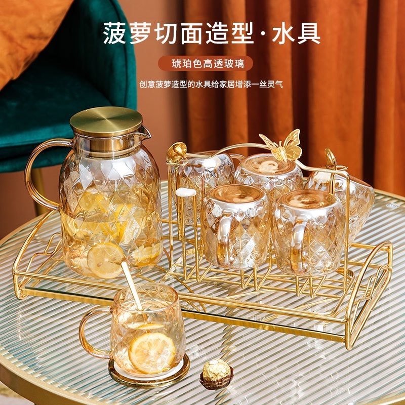 LUXURY Teko Gelas Kaca Nordic / Gelas Kaca Set / Teko Kaca /Tempat Air Kaca Set