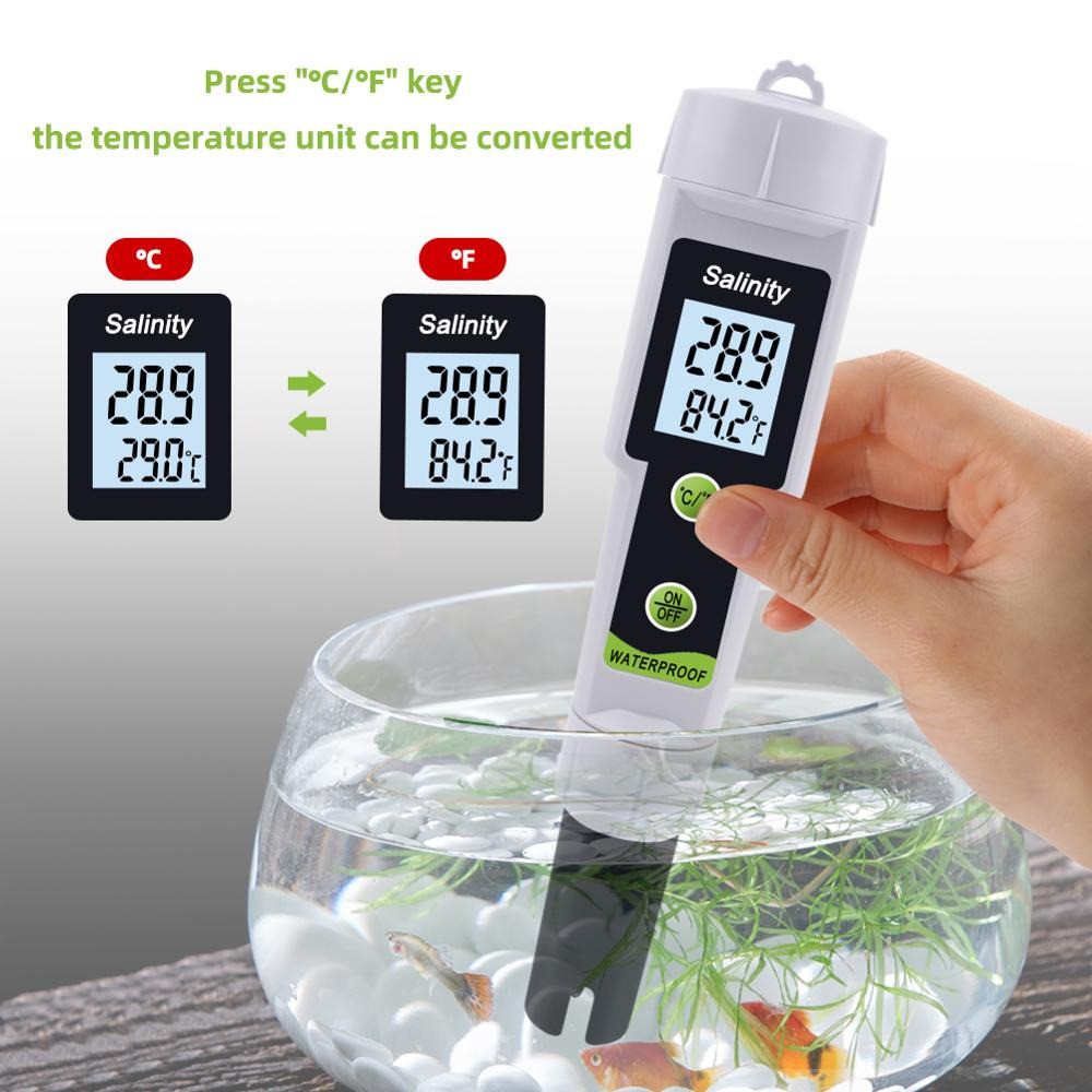 Salinometer Salinity Meter Test Pen 2in1 Salinity and Temperature 0~199.9ppt Digital