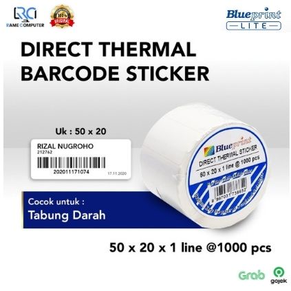 Direct Thermal Sticker / Label Stiker BLUEPRINT 50x20x1 Line Isi 1000