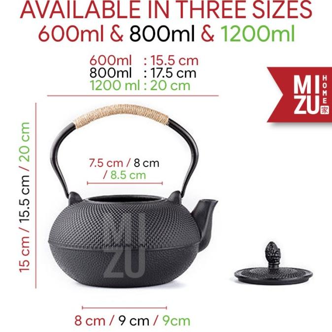 MIZU TENCHA Tetsubin Japanese Style Cast Iron Teapot Teko Teh Besi