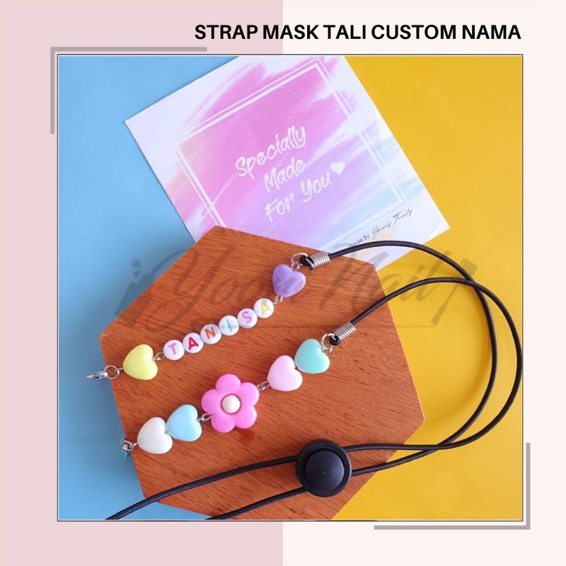 strap mask 2in1 tali masker custom nama kalung 2in1 connector konektor hijab anak dewasa