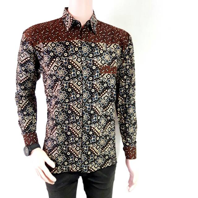 DISTRO Batik HRB026 FASHION Kemeja formal Pende Pekalongan Padi M L Xl Sogan Tulis Halus Kemeja Cap