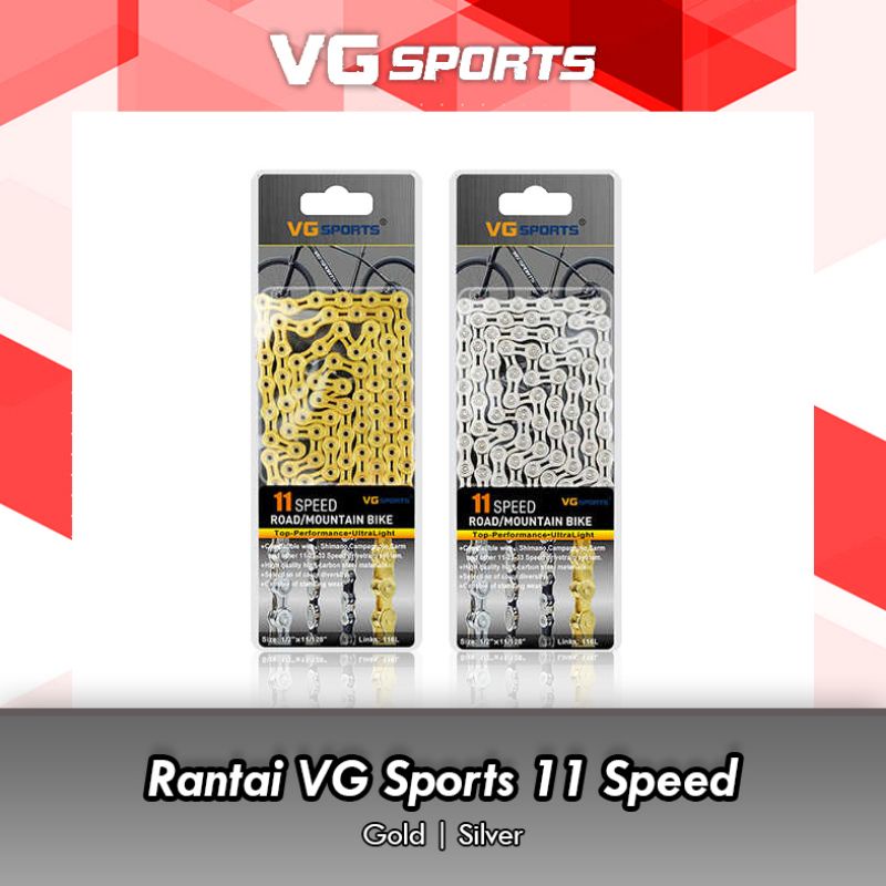 Rantai 11 Speed Hollow VGSport VG Sport Gold Chain Sepeda Lipat MTB Roadbike 11s 11 Speed Not YBN