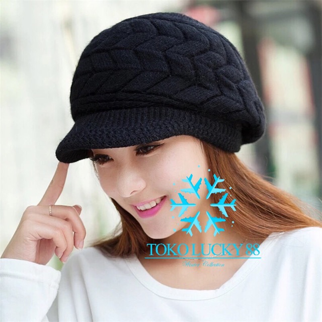 IMPORT Hat Fur Cap Topi Rajut Bulu Wool Winter Musim Dingin