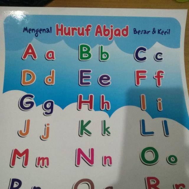 Poster Belajar Anak Tk Paud Mengenal Huruf Abjad Alfabet Besar Kecil Media Mainan