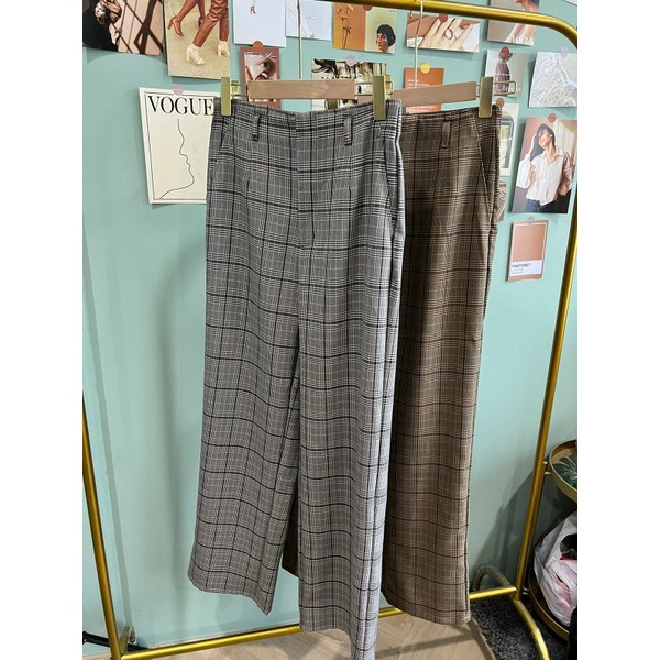 Unq wide plaid cullotes pants