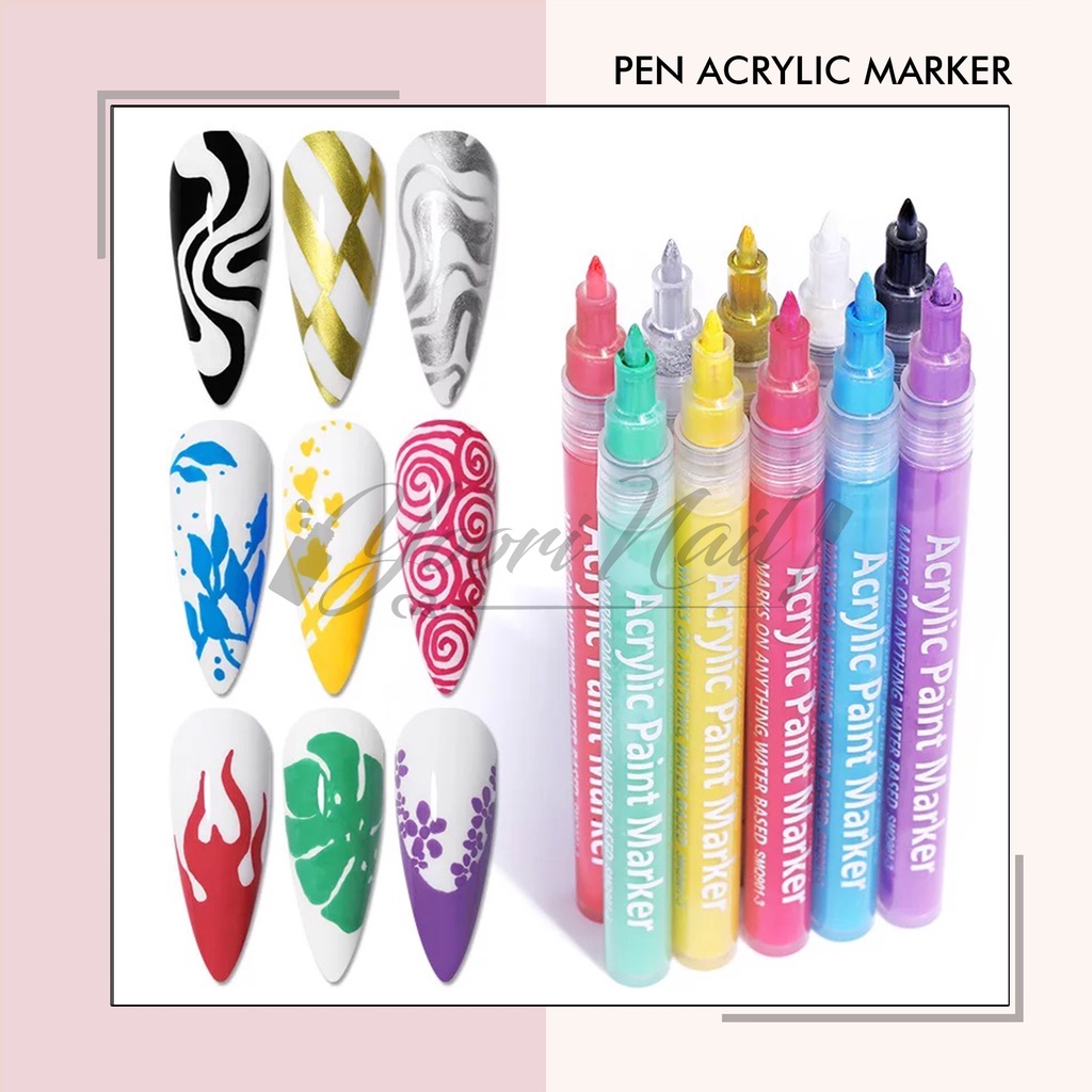 Pen acrylic marker paint gel nail art pen lukis nailart dekorasi grafitti pen marker