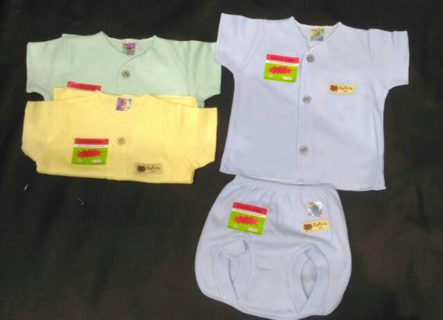 Per 3stel Baju bayi katun polos uscita SNI baru lahir