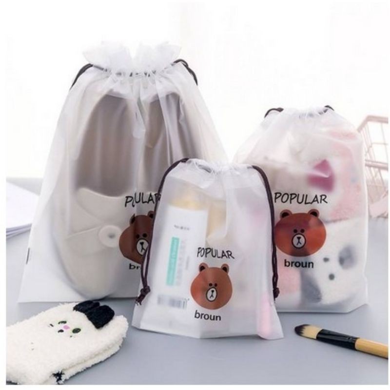 TRAVEL POUCH,PLASTIK TRAVEL,TEMPAT MAKE UP, BAG ORGANIZER,TAS KOSMETIK