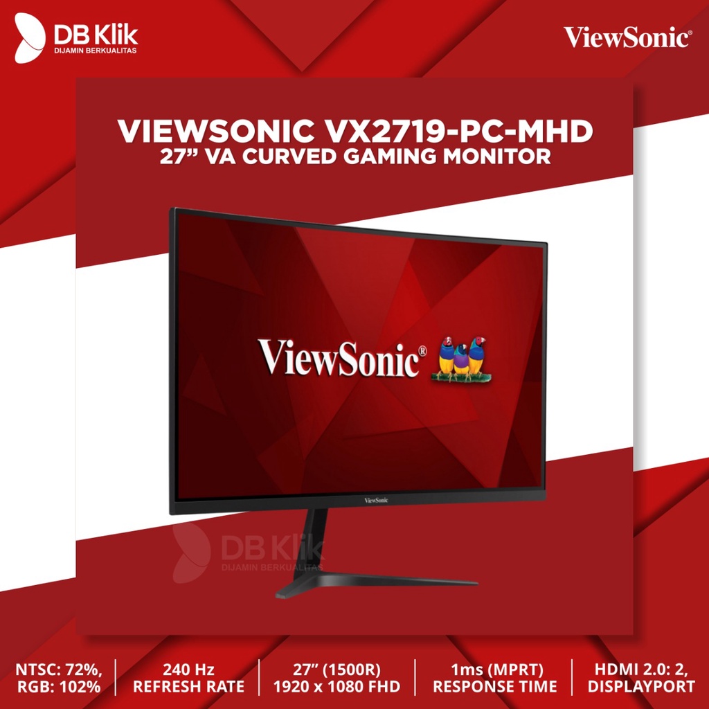 Monitor LED VIEWSONIC VX2719-PC-MHD 27 In Curved 240Hz FHD HDMI DP ...