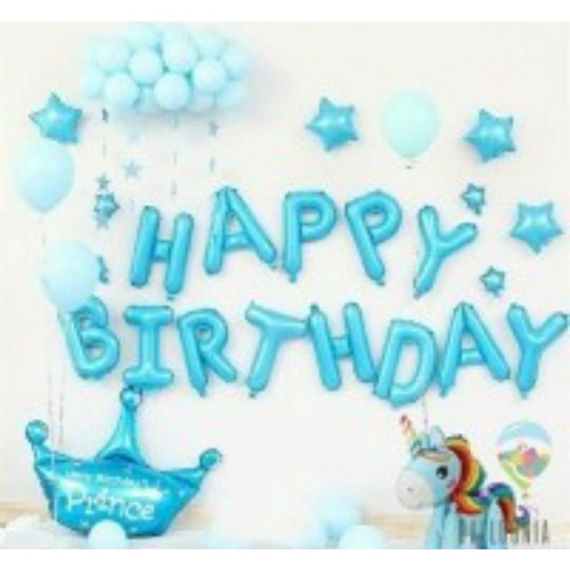 BALON FOIL HAPPY BIRTHDAY SET BIRU DOFF / BALON HAPPY BIRTHDAY SET BIRU DOFF / BALON PAKET HAPPY BIR