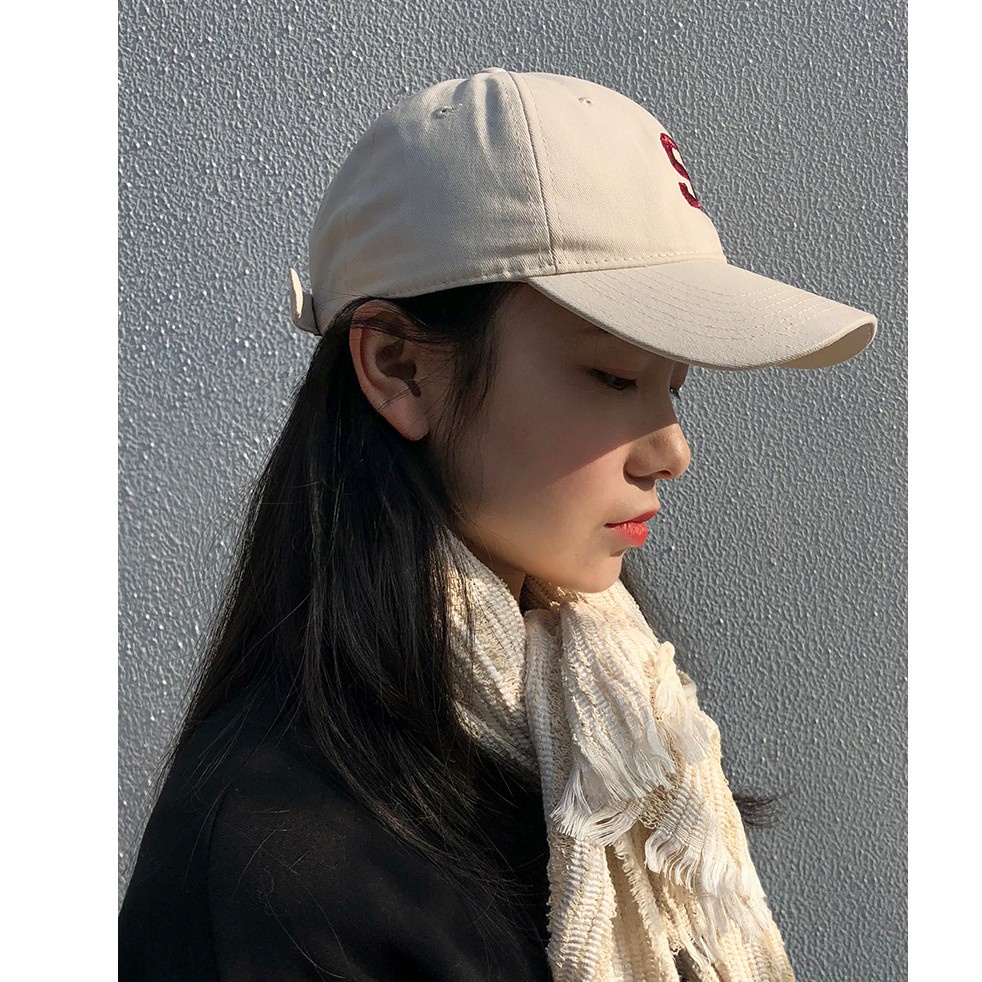 Topi Baseball Bahan Katun Motif Bordir Huruf S Gaya Korea Untuk Pria / Wanita