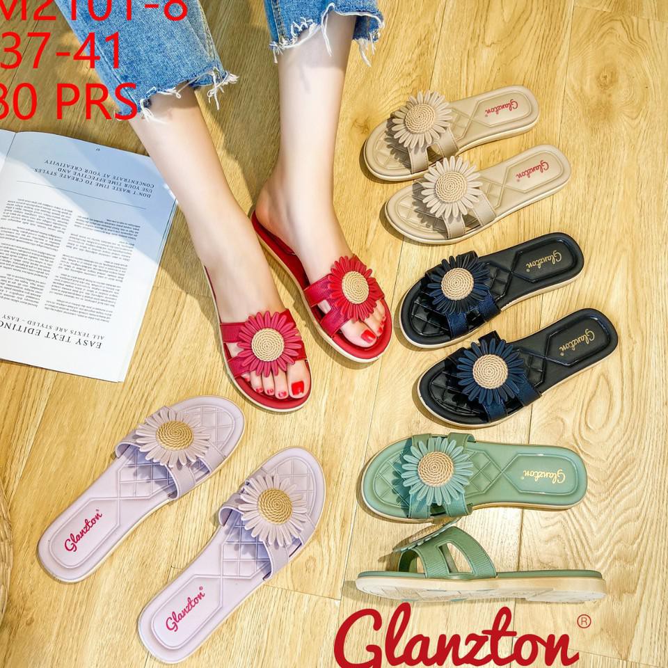 >> LARIS SEPATU CEWEK KEKINIAN>> SANDAL FLAT BUNGA SENDAL JELLY WANITA 2101 MERK GLANZTON ,SEPATU