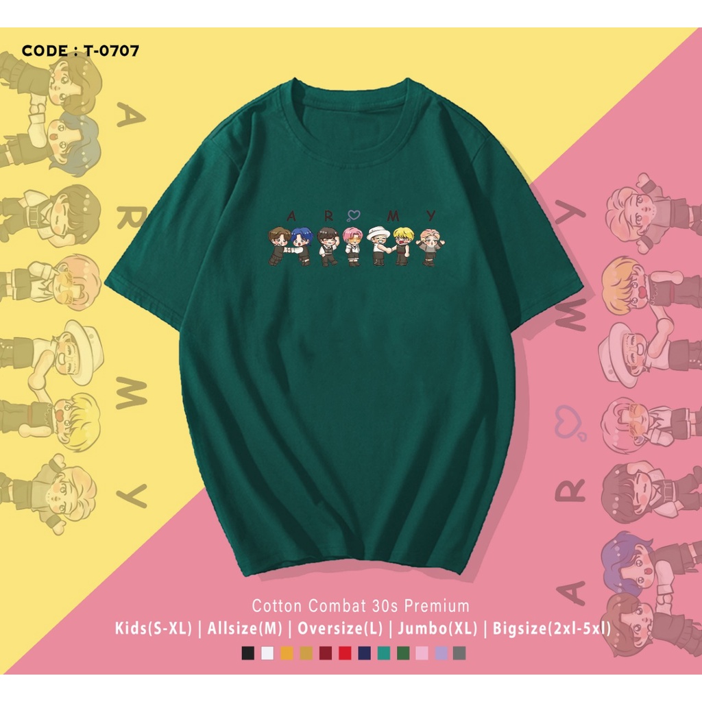 T-SHIRT / KAOS KPOP BTSS / TINY TEE / REAL PICTURE / IMPORT COMBED 30S / ARMY