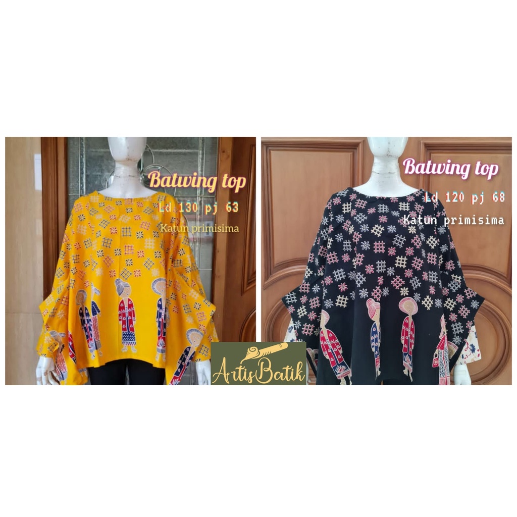 NEW ARRIVAL BATWING TOP MBOK JAMU GENDHONG BLUS BATIK BLOUSE JUMBO LD 120 MOTIF KARAKTER KARTUN LUCU