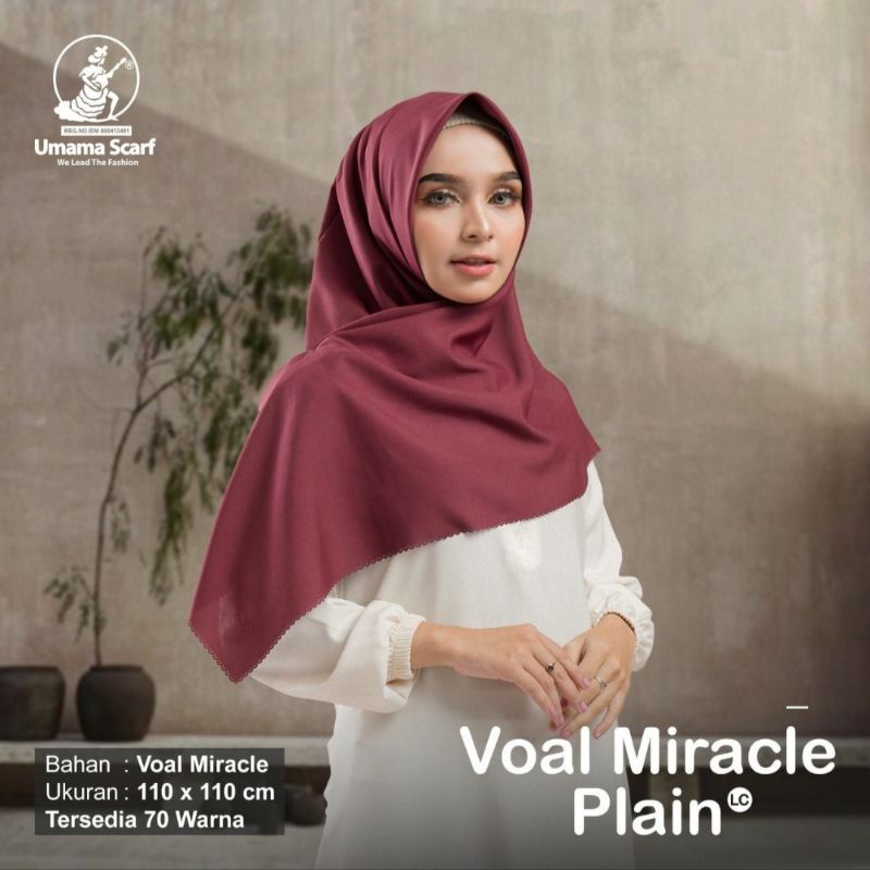HIJAB SEGIEMPAT VOAL MIRACLE PLAIN UMAMA JILBAB DAILY KERUDUNG SEHARI HARI KANTORAN