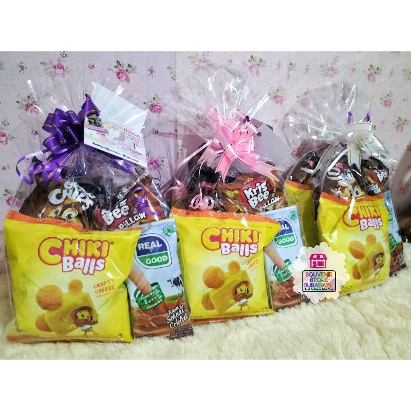 Bingkisan snack ultah mini /snack ultah murah/paket snack ulang tahun /hampers snack/ Snack ultah goceng / Paket snack 5000 / Snack Limaribuan