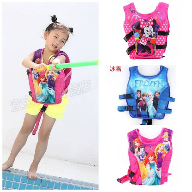 Ban pelampung jaket vest rompi renang karakter minnie princess frozen anak perempuan impor murah