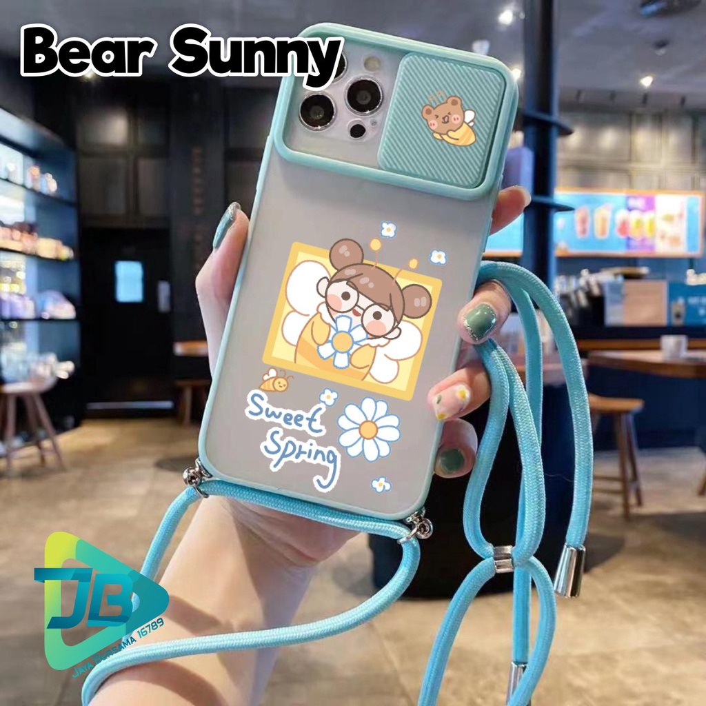 SOFTCASE SLINGCASE SLIDE PELINDUNG KAMERA BEAR SUNNY SAMSUNG OPPO VIVO REALME IPHONE XIAOMI ALL TYPE JB4944