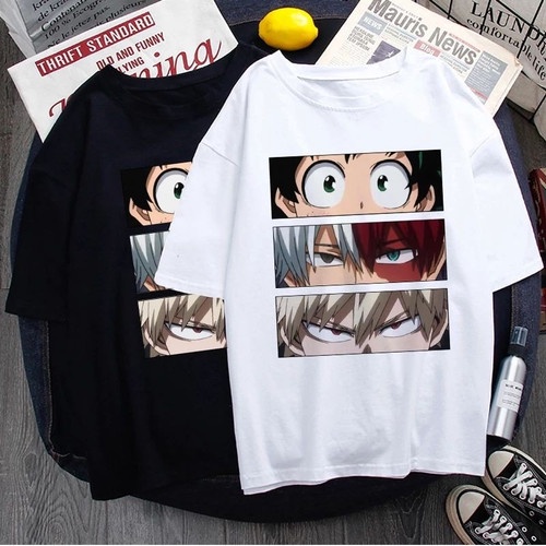 IvannaCollection Baju Kaos Anime Couple Pasangan DEKU Wanita Pria T Shirt Couple Kasual Santai Murah Bahan Katun Size M L XL