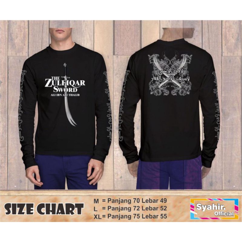 kaos muslim  the zulfikar tangan panjang bahan katun