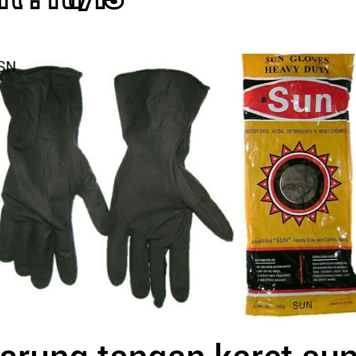 (RI/LS) Sarung Tangan Karet Sun Hitam Jual Per Pasang