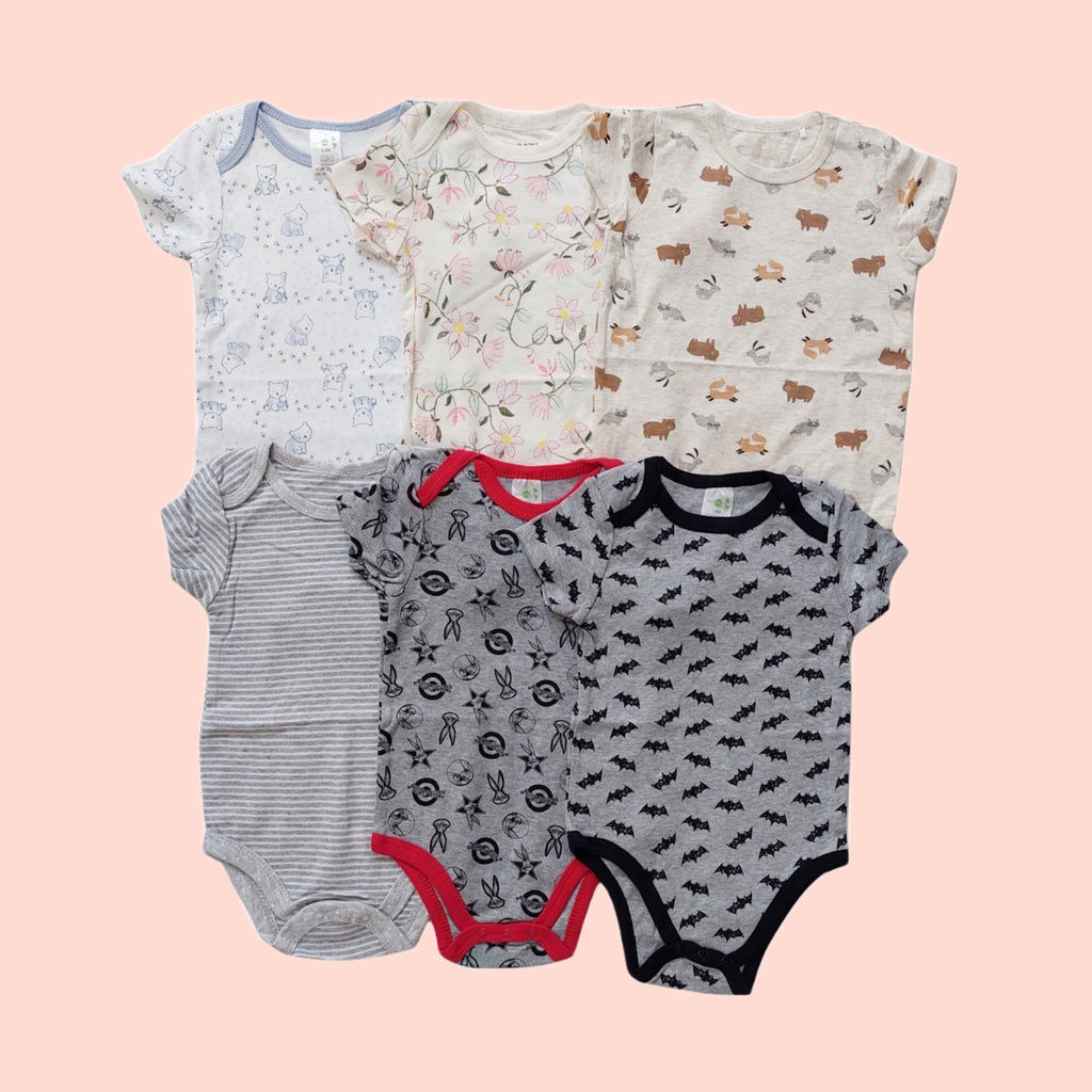 Jumper Baju Bayi Lengan Pendek pola binatang lucu imut Impor 0 - 6 Bulan / 6 - 12 Bulan Import Murah