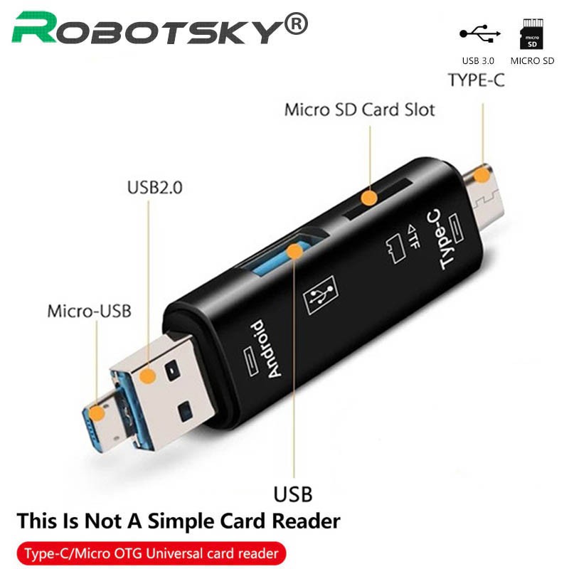 Aksesoris Kabel Data Charger - Robotsky Type-C Micro USB Adapter - Card Reader - OTG - USB HUB 3.0
