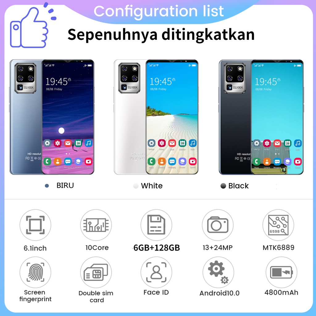 【COD+Pengiriman lokal】galaxy S30U plus hp Smartphone RAM 8GB+128GB handphone murah promo cuci gudang Android Ponsel Dual-card Bluetooth Ponsel Layar 5G Handphone-1