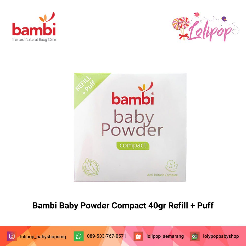 Bambi Baby Powder Compact / Refill + Puff 40gr