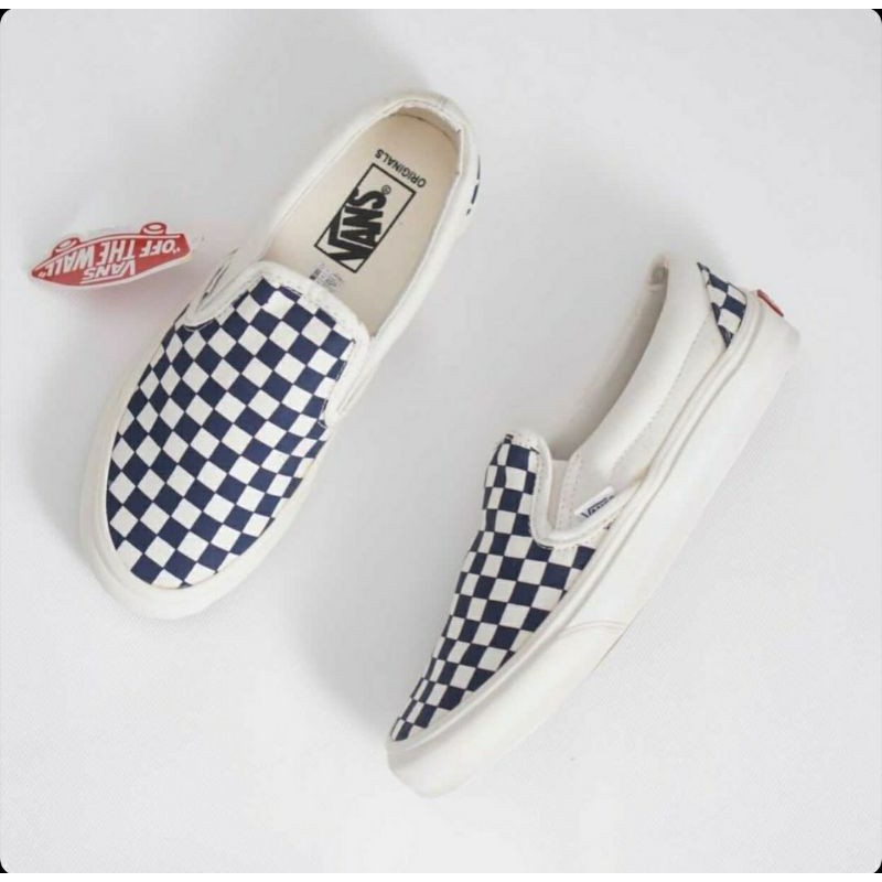 checkered white vans slip ons