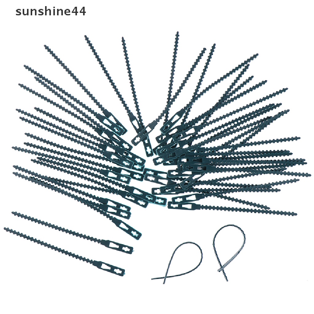 Sunshine 50pcs Kabel Ties Plastik Adjustable Reusable Untuk Pohon / Tanaman Rambat