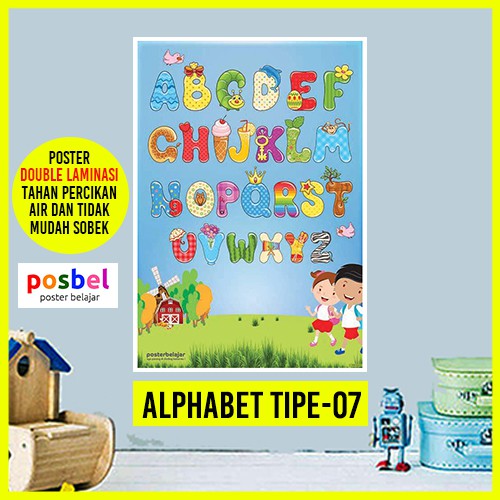 Poster Abjad untuk Anak Belajar Huruf Besar Desain Warna Poster Abjad untuk Anak Belajar Huruf Besar Desain Warna