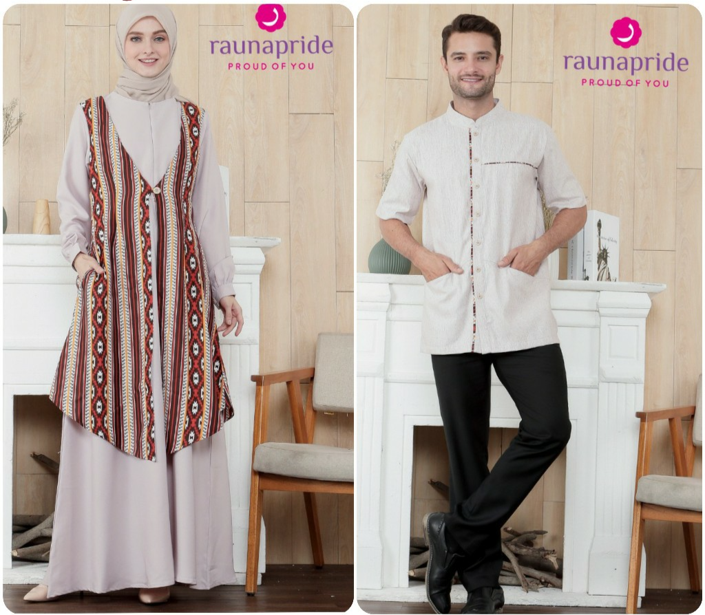 BISA COD- Couple Gamis Rauna RK 258 &amp; Koko Rauna KK 258 Fashion Muslim