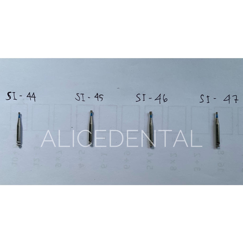 Dental diamond bur lowspeed micromotor bur preparasi konservasi gigi contra angle bur round bulat silindris fissure fisur inverted flame torpedo low speed bur mikromotor