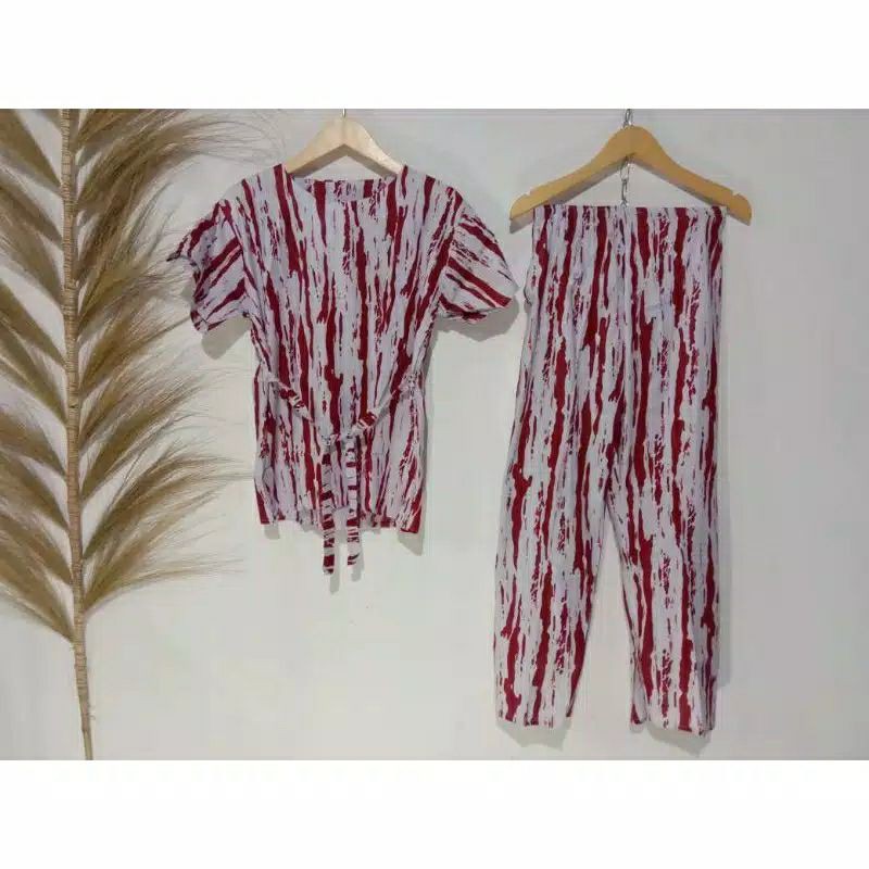 ONE SET PIYAMA CP TIEDYE WANITA / SET PAJAMAS TIE DYE CELANA PANJANG (etalase1)-3