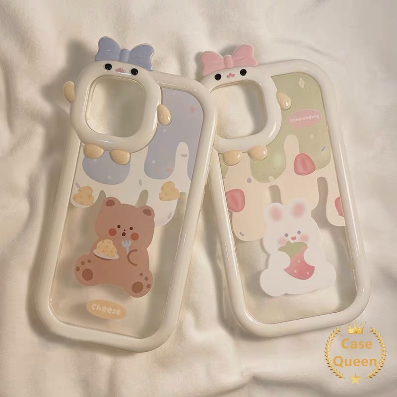 Case Beruang Es Krim Oppo A17 A15 A7 A5S A5S A12 A3S A12E A53 A74 A95 A16K A16E A52 A92 A17K A96 A76 Reno 5 5F 4F A55 A16s A57 A54 A16 A31 A5 A9 Bow-knot Little Monster Bunny Strawberry