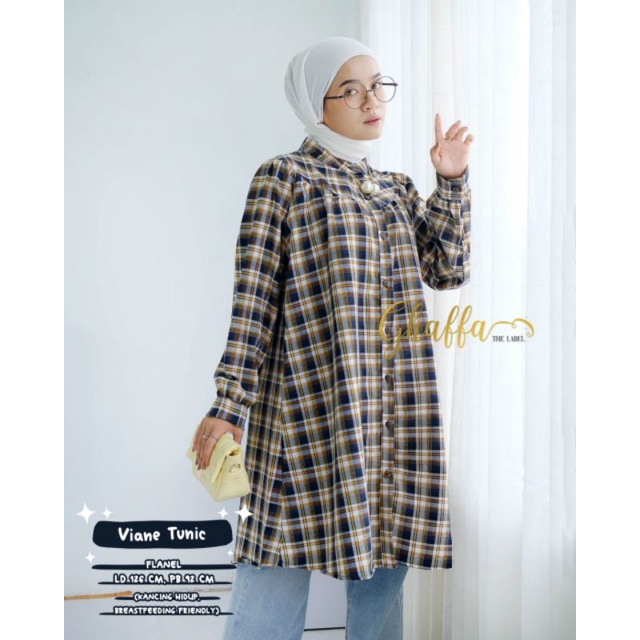 Viane tunik motif kotak original ghaffa