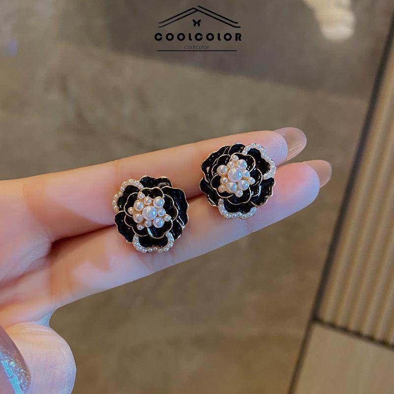 COD❤️1 Pasang Anting Pearl Mountain Camellia Earrings Korea Anti Karat Dan Anti Luntur Murah Anting Cinta Hati Berlapis Fashion Wanita Sederhana Aksesoris Perhiasan Hadiah Ulang Tahun