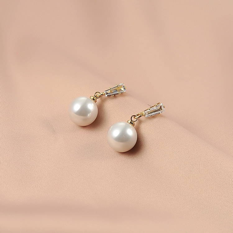 Anting Tusuk Gantung Bahan Sterling Silver 925 Hias Zirconmutiara Gaya Retroeleganperancis Untuk Wanita