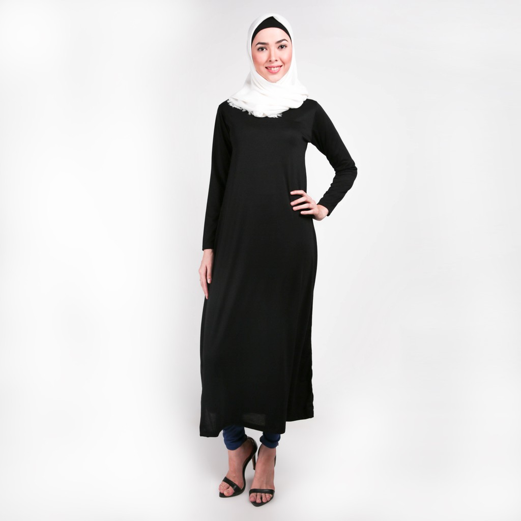 Baju Gamis Wanita Gamis Jumbo Polos L - XXXL Bahan Misty HITAM PREMIUM