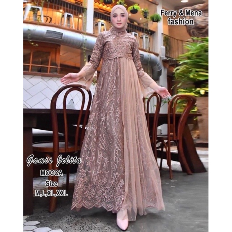BS Kebaya Gamis Rempel Tutu Bordir (XXL) Baju Kebaya Modern Gamis Brukat Gamis Pesta Gamis Brokat