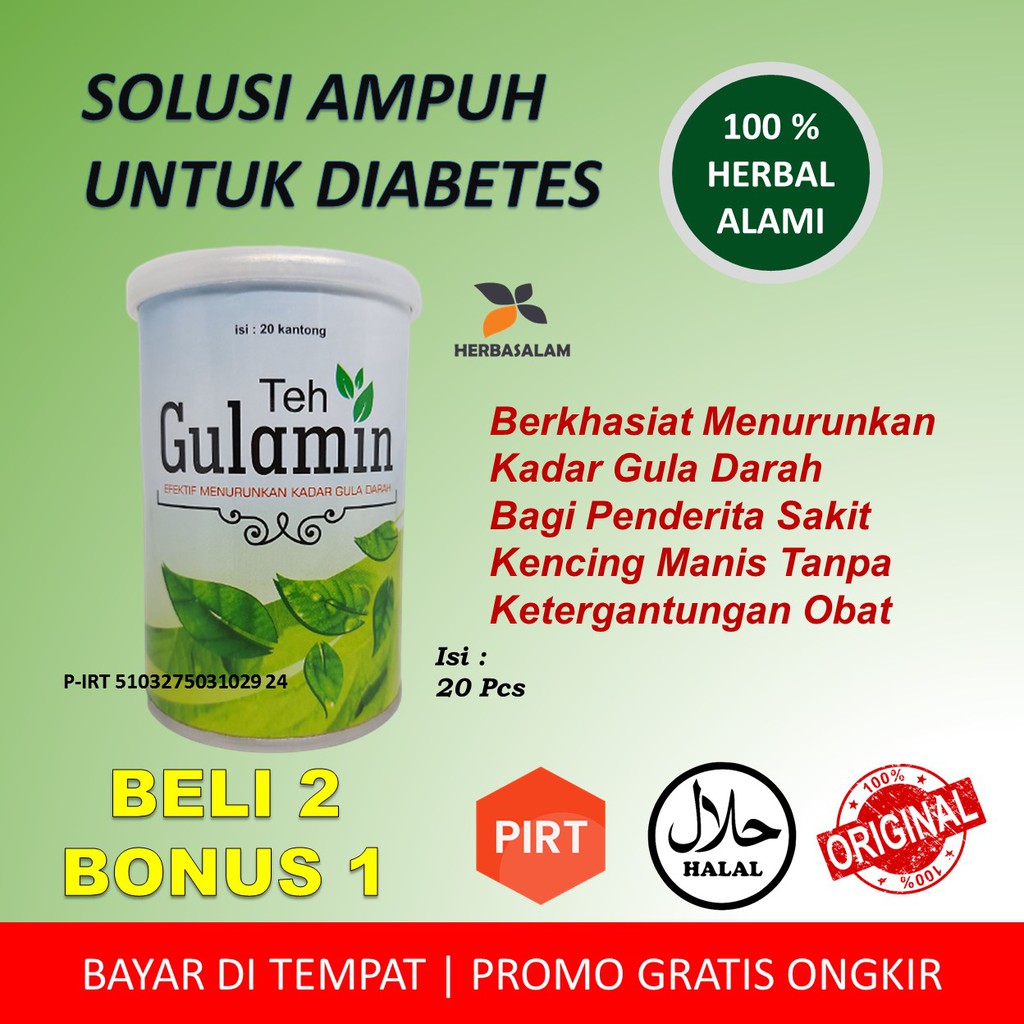 Jual Teh Celup Gulamin Obat Herbal Diabet Kencing Manis Sakit Gula